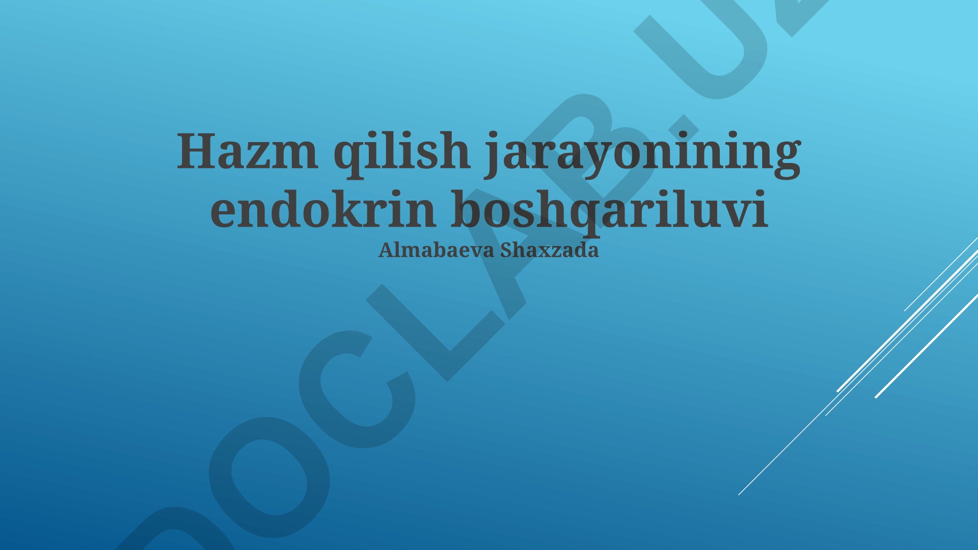 Hazm qilish jarayonining endokrin boshqariluvi