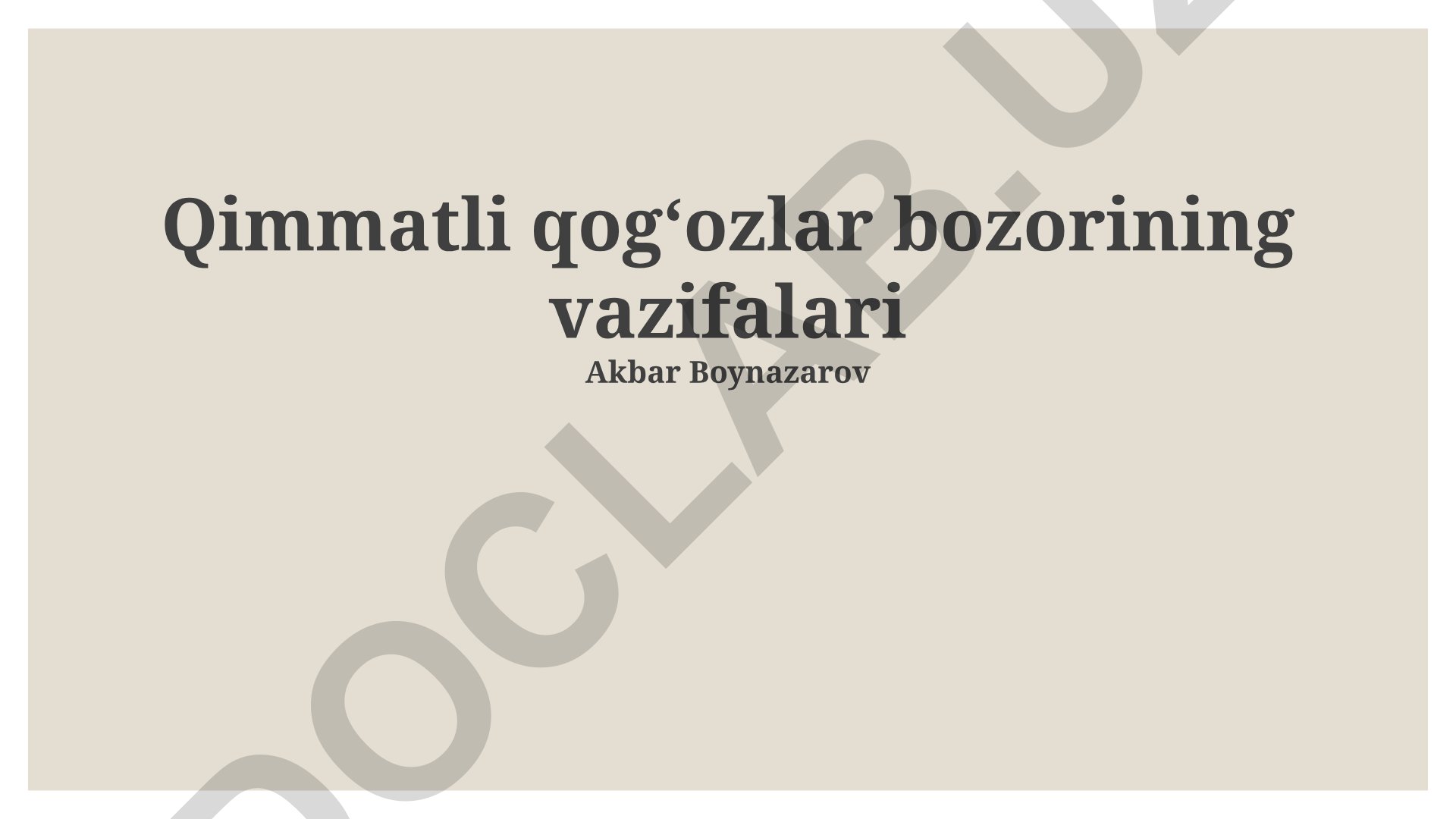 Qimmatli qogʻozlar bozorining vazifalari va funksiyalari