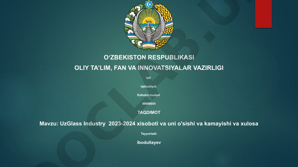 UzGlass Industry 2023-2024 xisoboti va uni o'sishi va kamayishi va xulosa