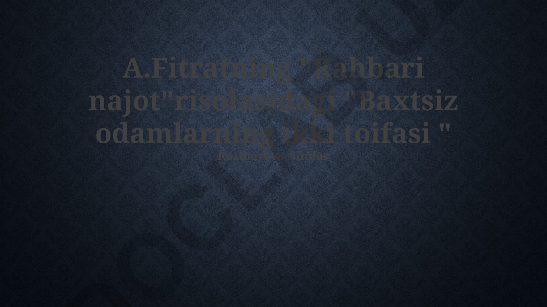 A. Fitratning "Rahbari Najot" asarida baxtsiz odamlarning ikki toifasi