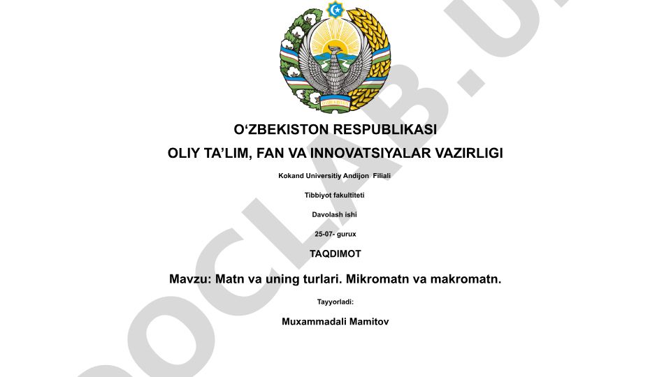 Matn va uning turlari. Mikromatn va makromatn