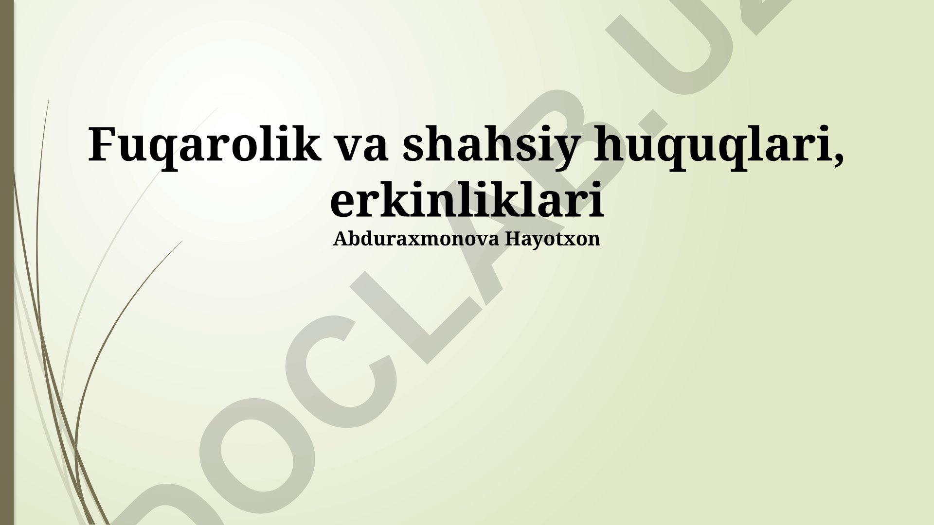 Fuqarolik va shaxsiy huquqlar, erkinliklar