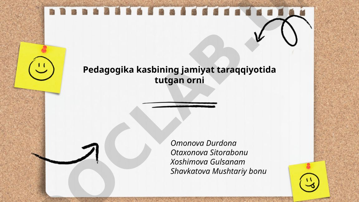 Pedagogika kasbining jamiyat taraqqiyotidagi o'rni