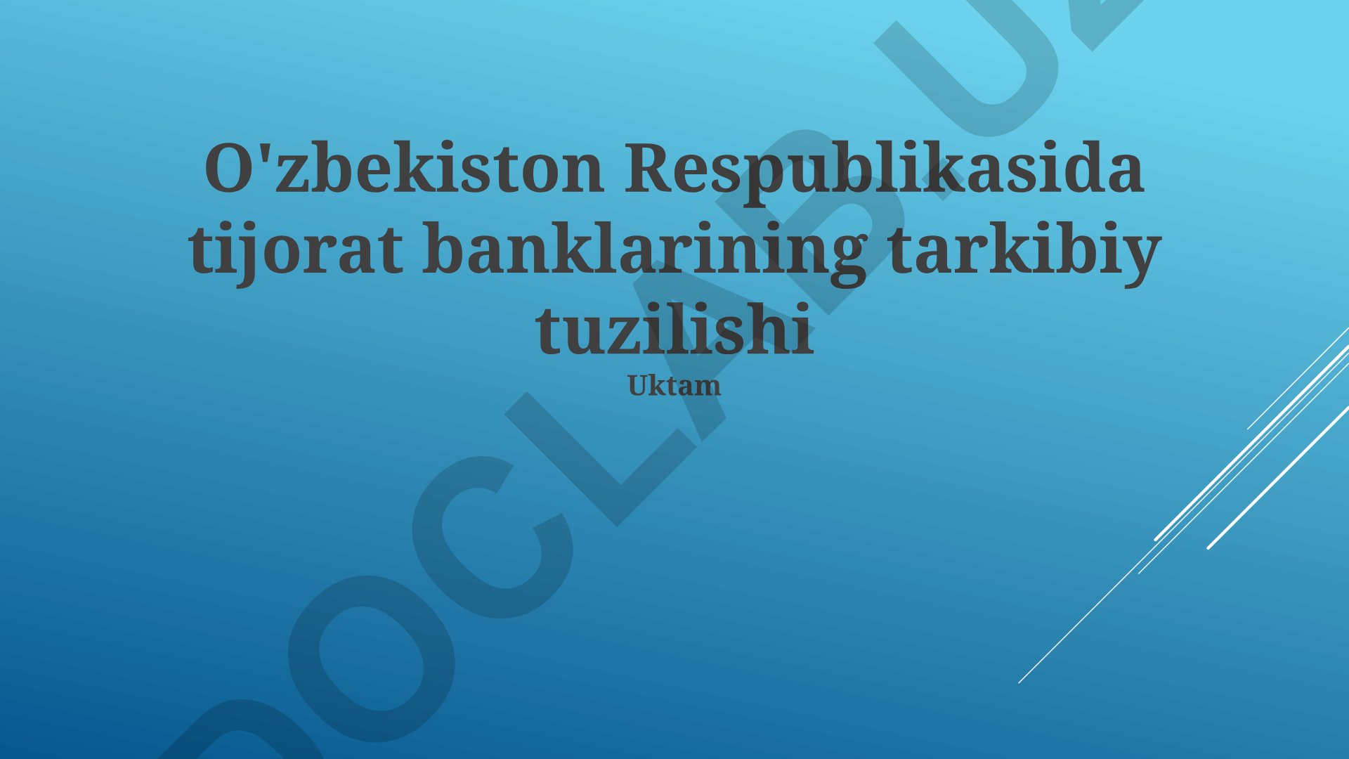 O'zbekistonda tijorat banklarining tarkibiy tuzilishi va moliyaviy ko'rsatkichlari