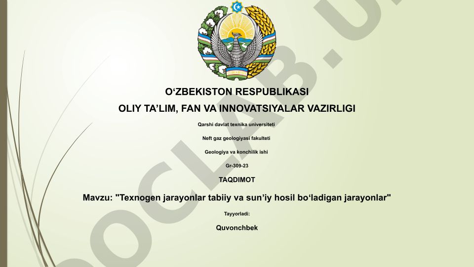 Texnogen jarayonlar tabiiy va sunʼiy hosil boʻladigan jarayonlar