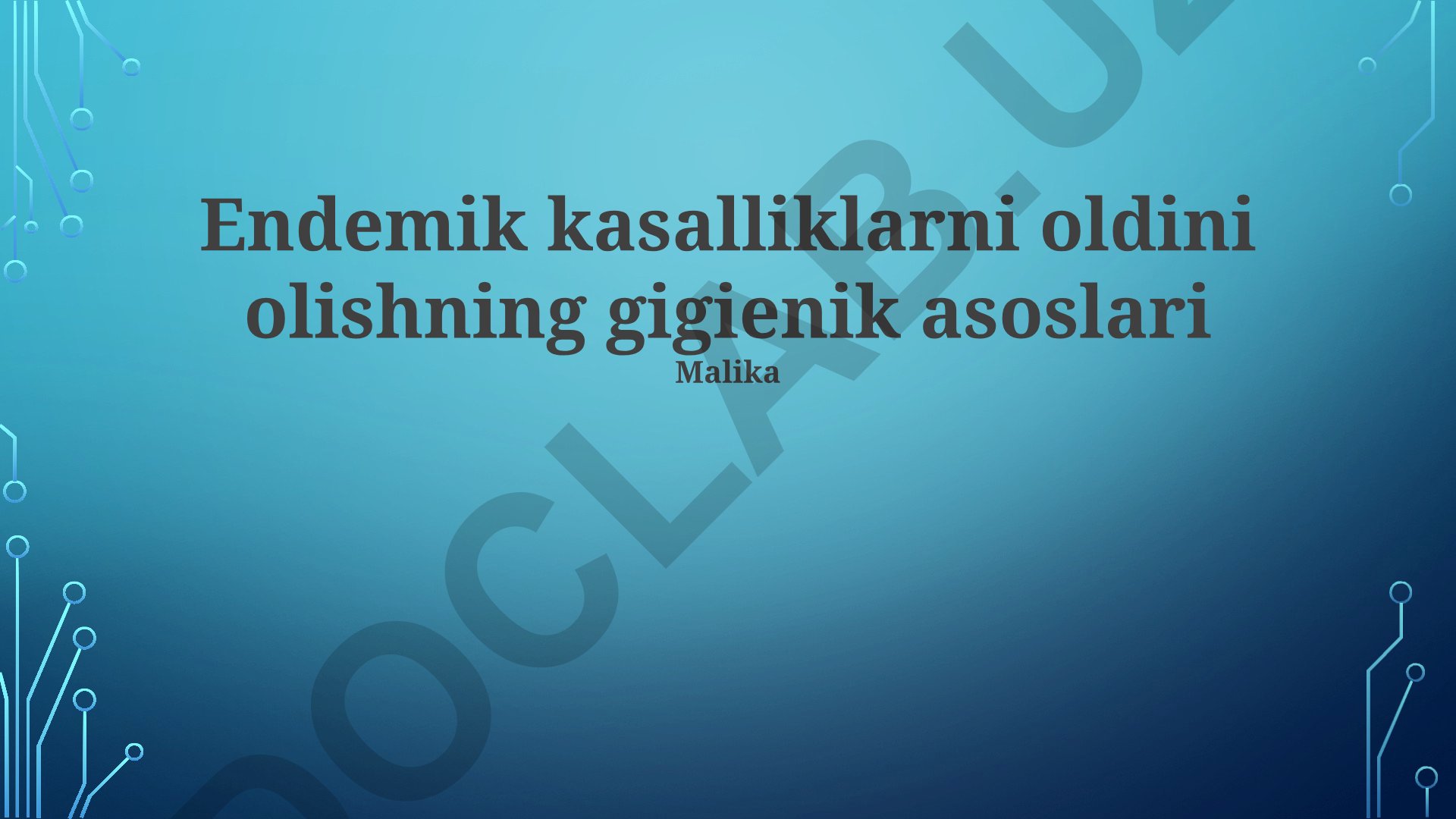 Endemik kasalliklarni oldini olishning gigienik asoslari