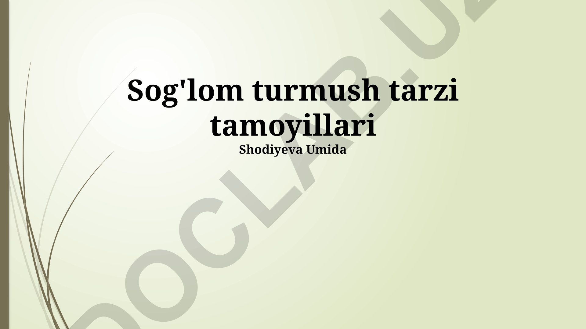 Sog'lom turmush tarzi tamoyillari