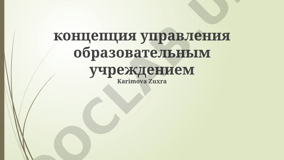 Концепция управления образовательным учреждением