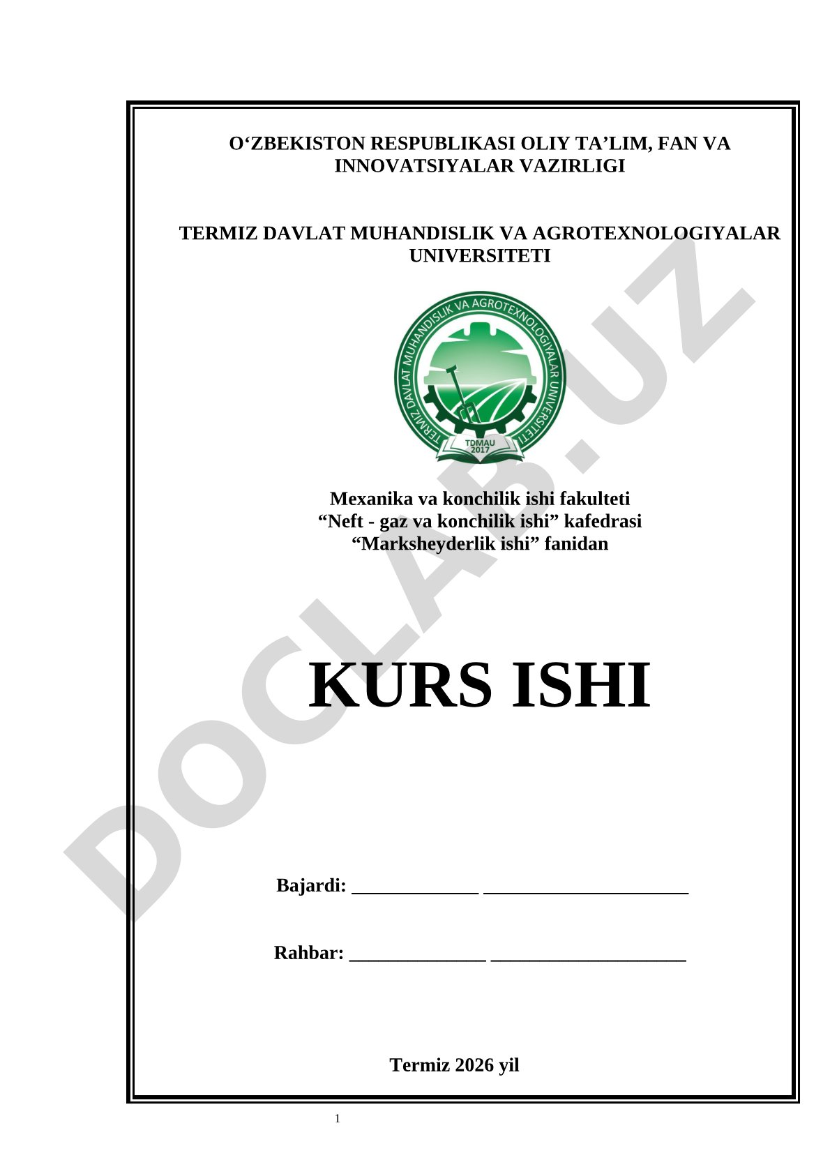 Marksheyderlik ishi fanidan kurs ishi: Aholi yashash uylari qurilishida muhofaza tseligi va deformatsiyalarni hisoblash
