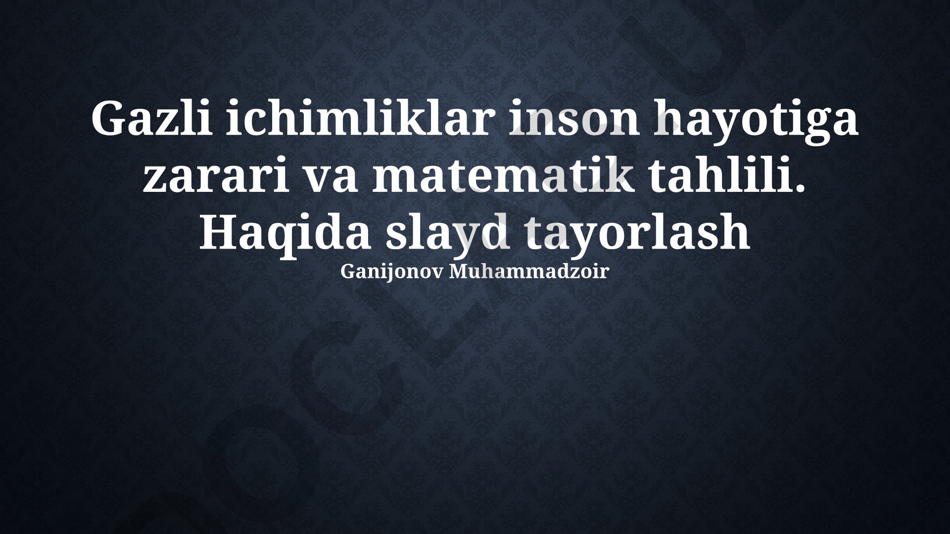 Gazli ichimliklarning inson hayotiga zarari va matematik tahlili