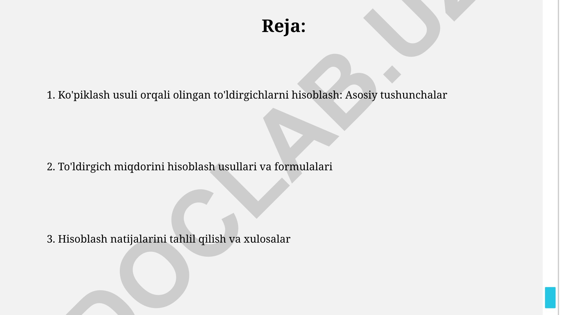 Ko'piklash usuli orqali to'ldirgichlarni hisoblash