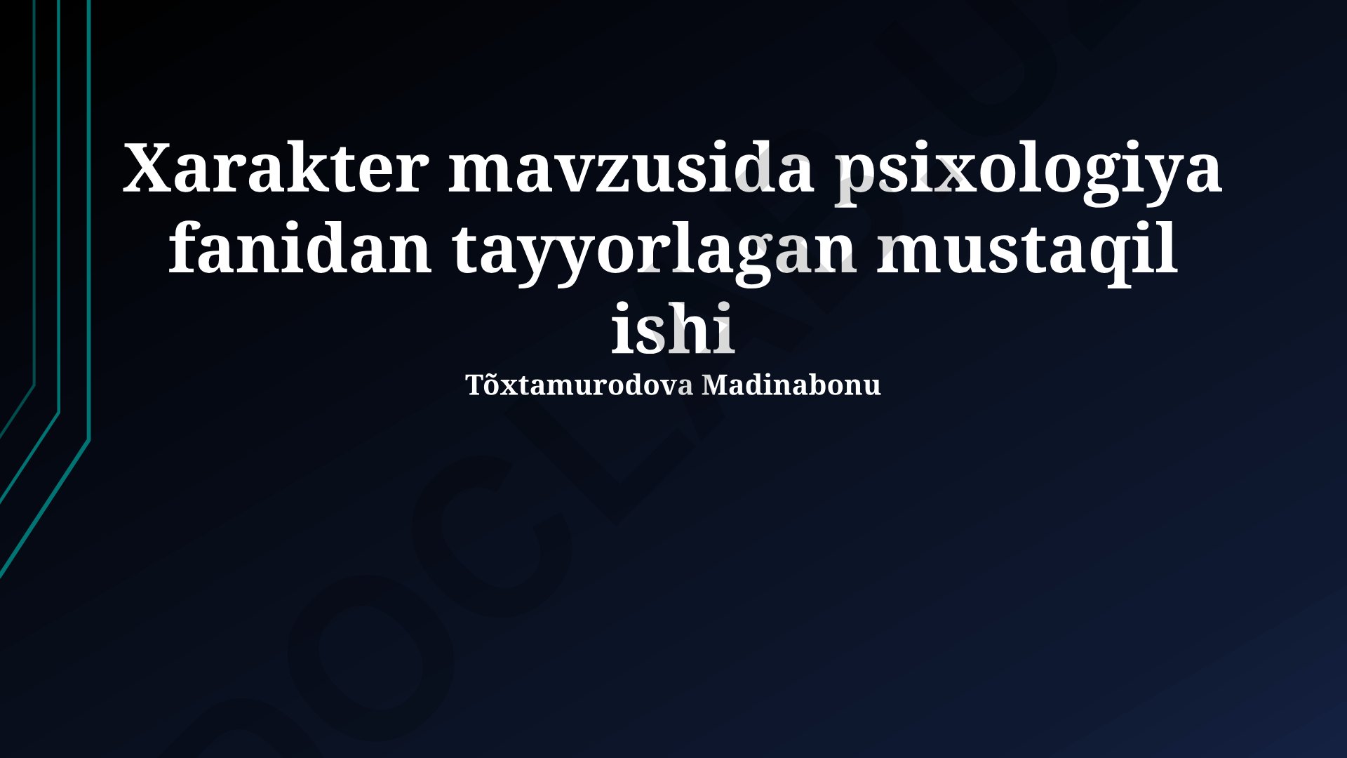 Xarakterning psixologik aspektlari va rivojlanishi