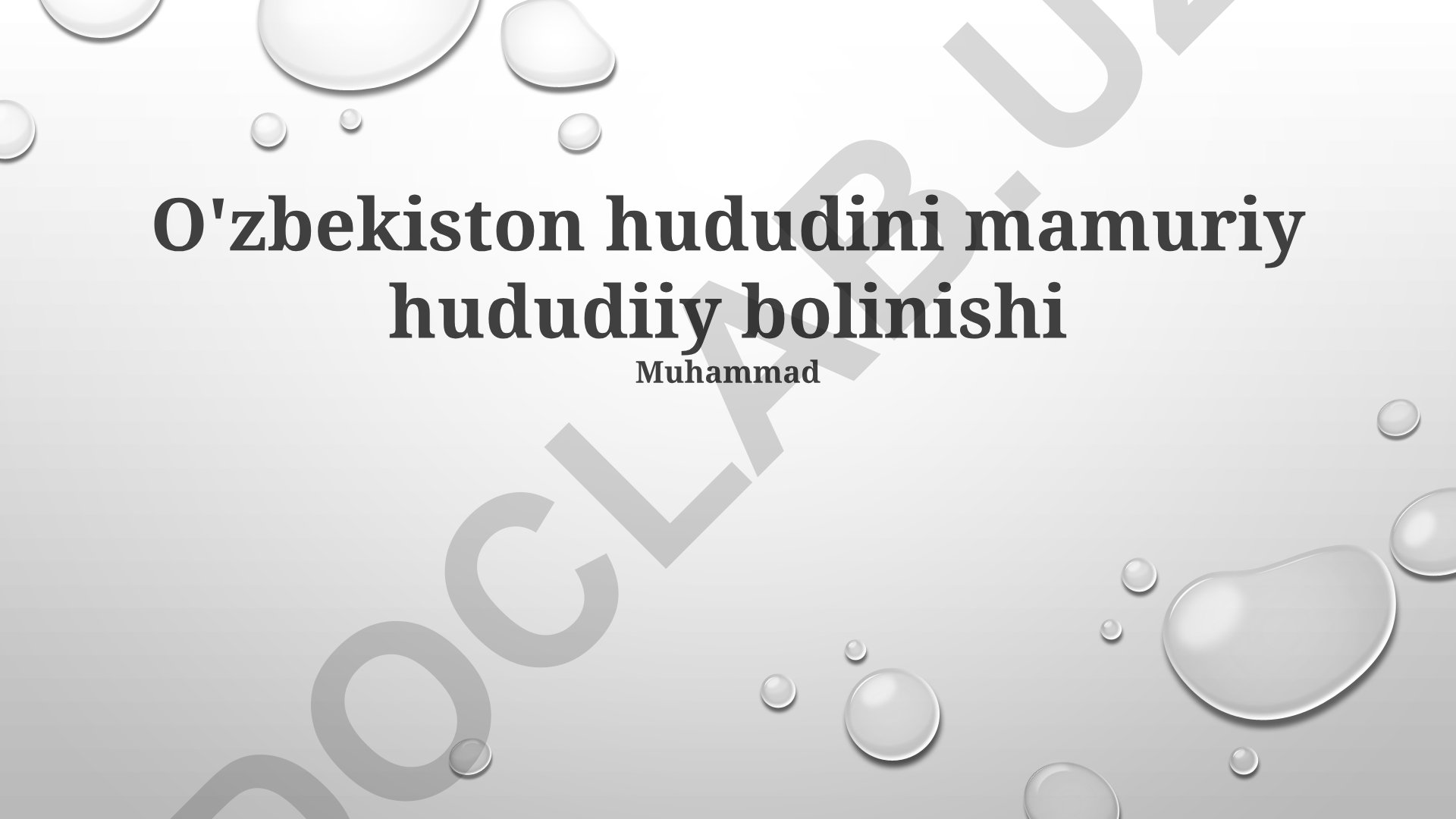 O'zbekistonning ma'muriy-hududiy bo'linishi va demografik ko'rsatkichlar