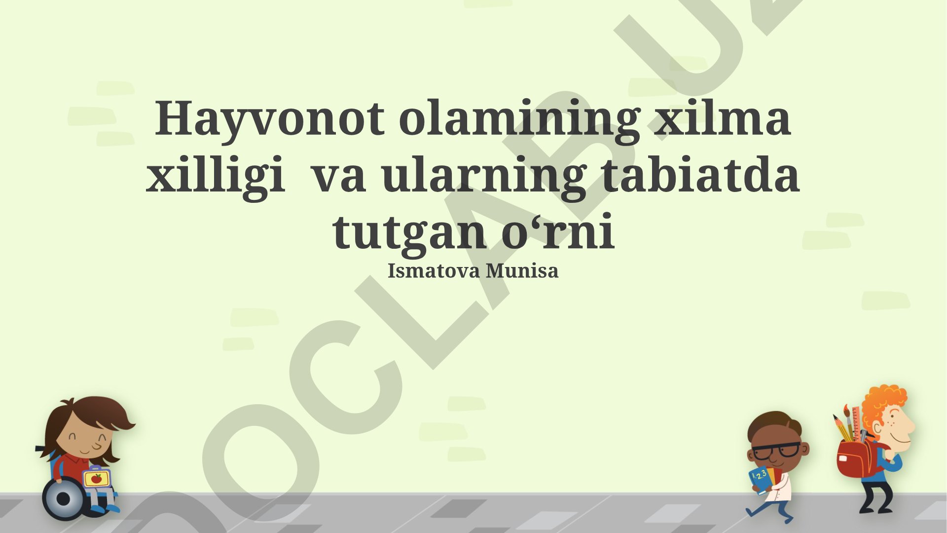 Hayvonot olamining xilma xilligi va ularning tabiatda tutgan oʻrni