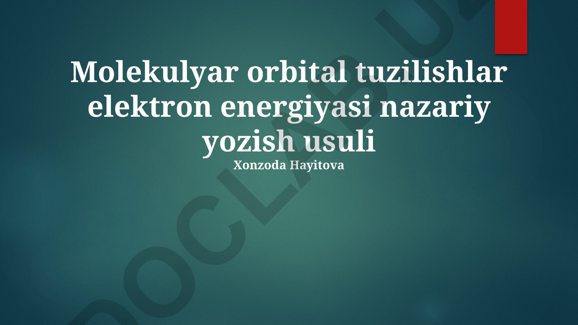 Molekulyar orbital tuzilishlar va elektron energiyasi nazariyasi
