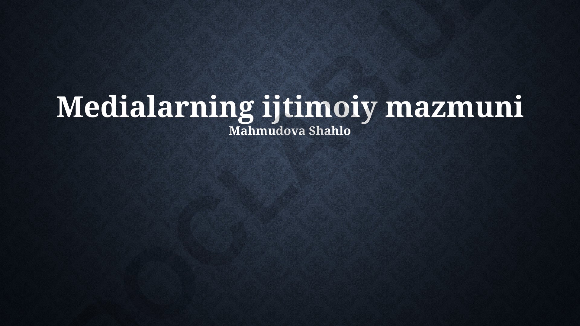 Medialarning ijtimoiy mazmuni