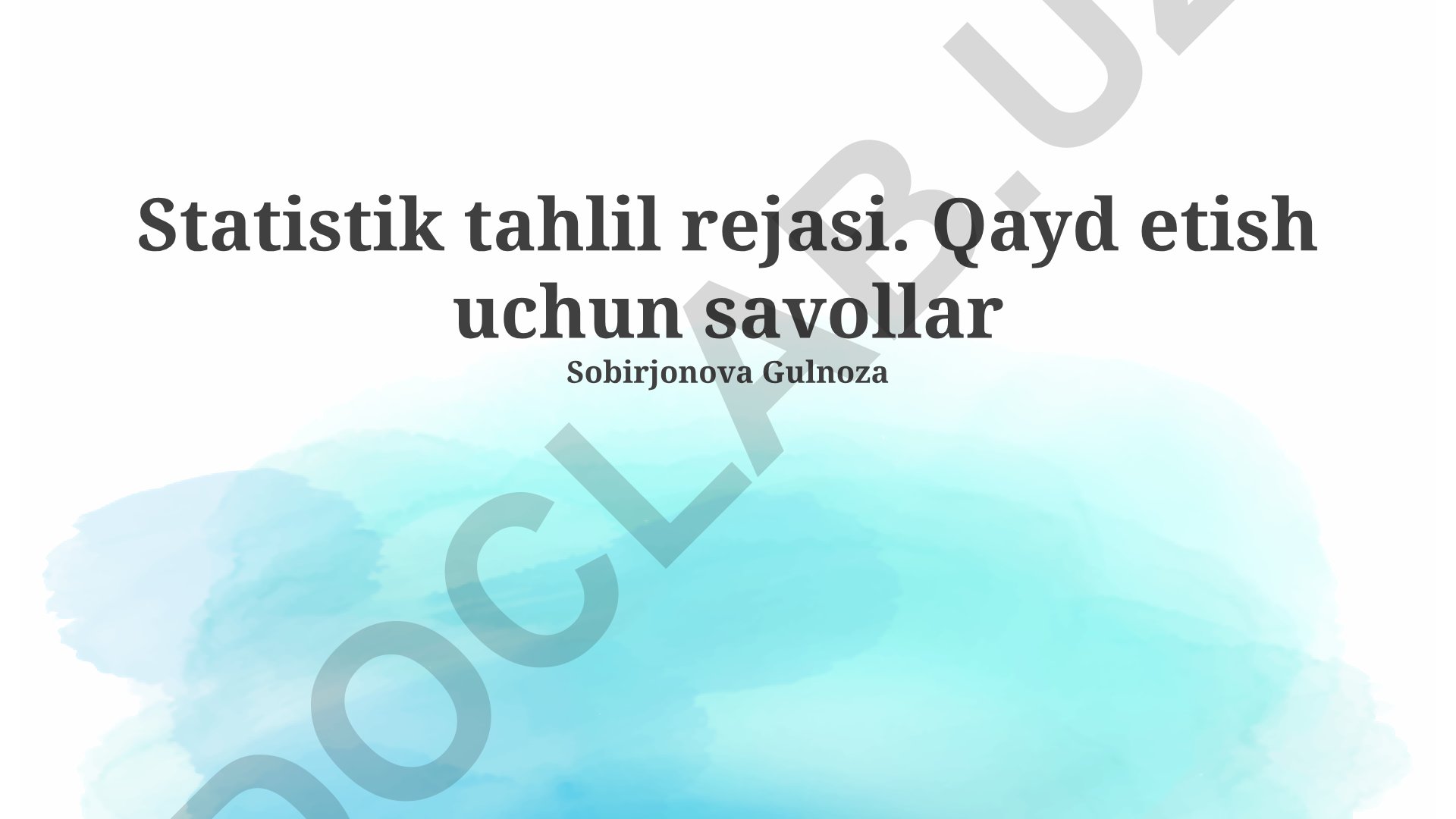 Statistik tahlil rejasi va ma'lumotlarni tahlil qilish