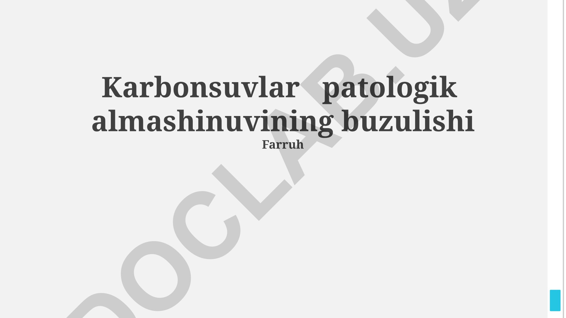Karbonsuvlar patologik almashinuvining buzilishi