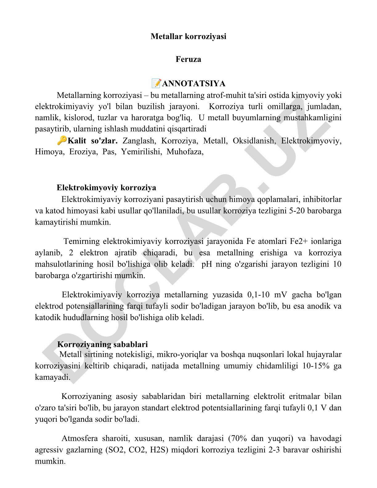 Metallar korroziyasi