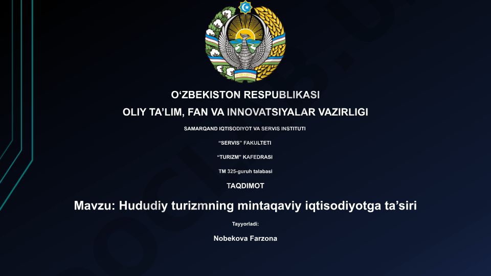 Hududiy turizmning mintaqaviy iqtisodiyotga ta'siri
