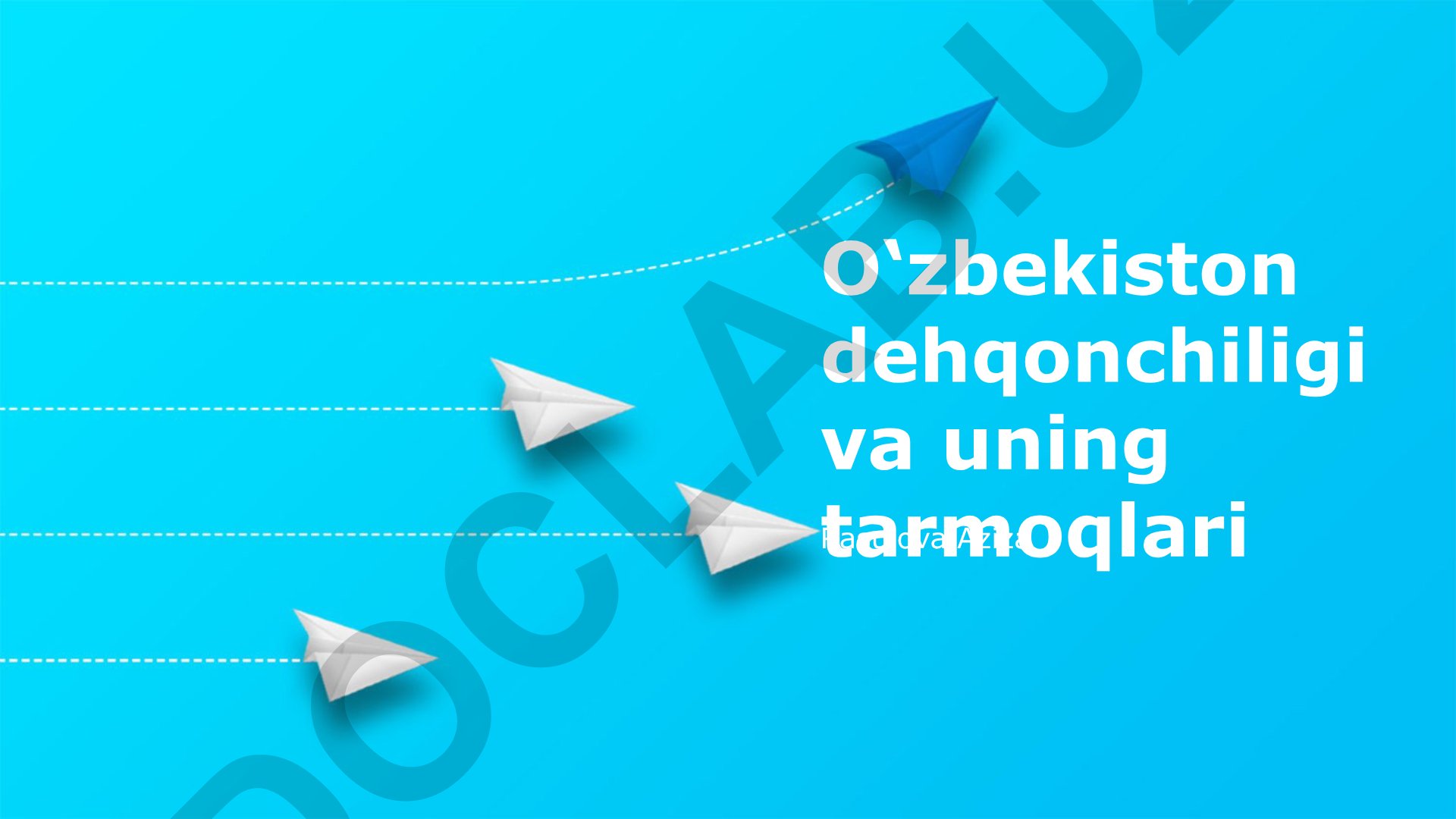 O‘zbekiston dehqonchiligi va uning tarmoqlari
