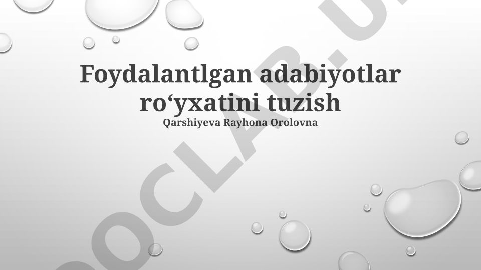 Bibliografiya yaratish va manbalarni ko'rsatish uslublari