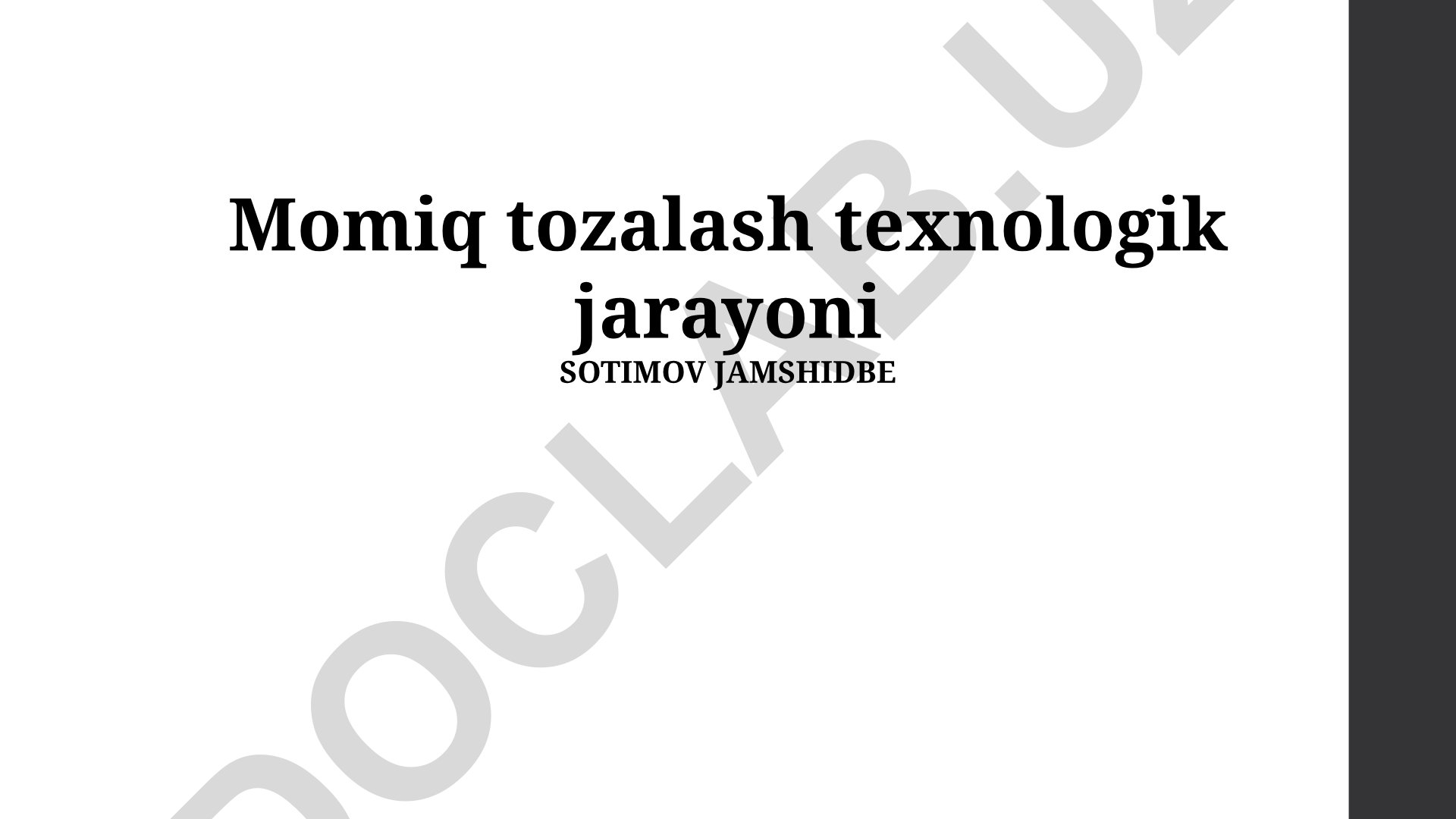 Momiq tozalash texnologik jarayoni