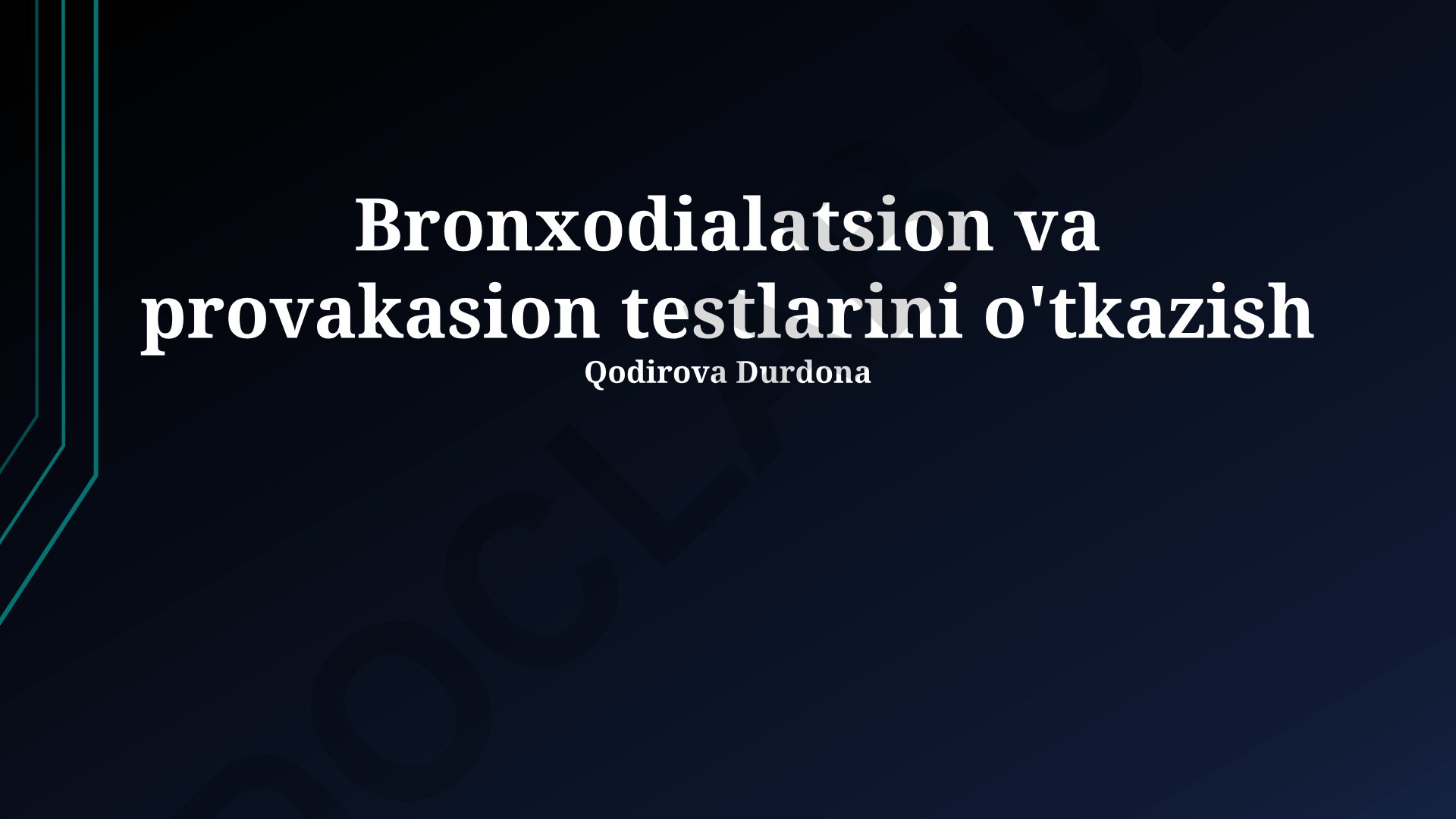 Bronxodilatatsion va provokatsion testlarini o'tkazish