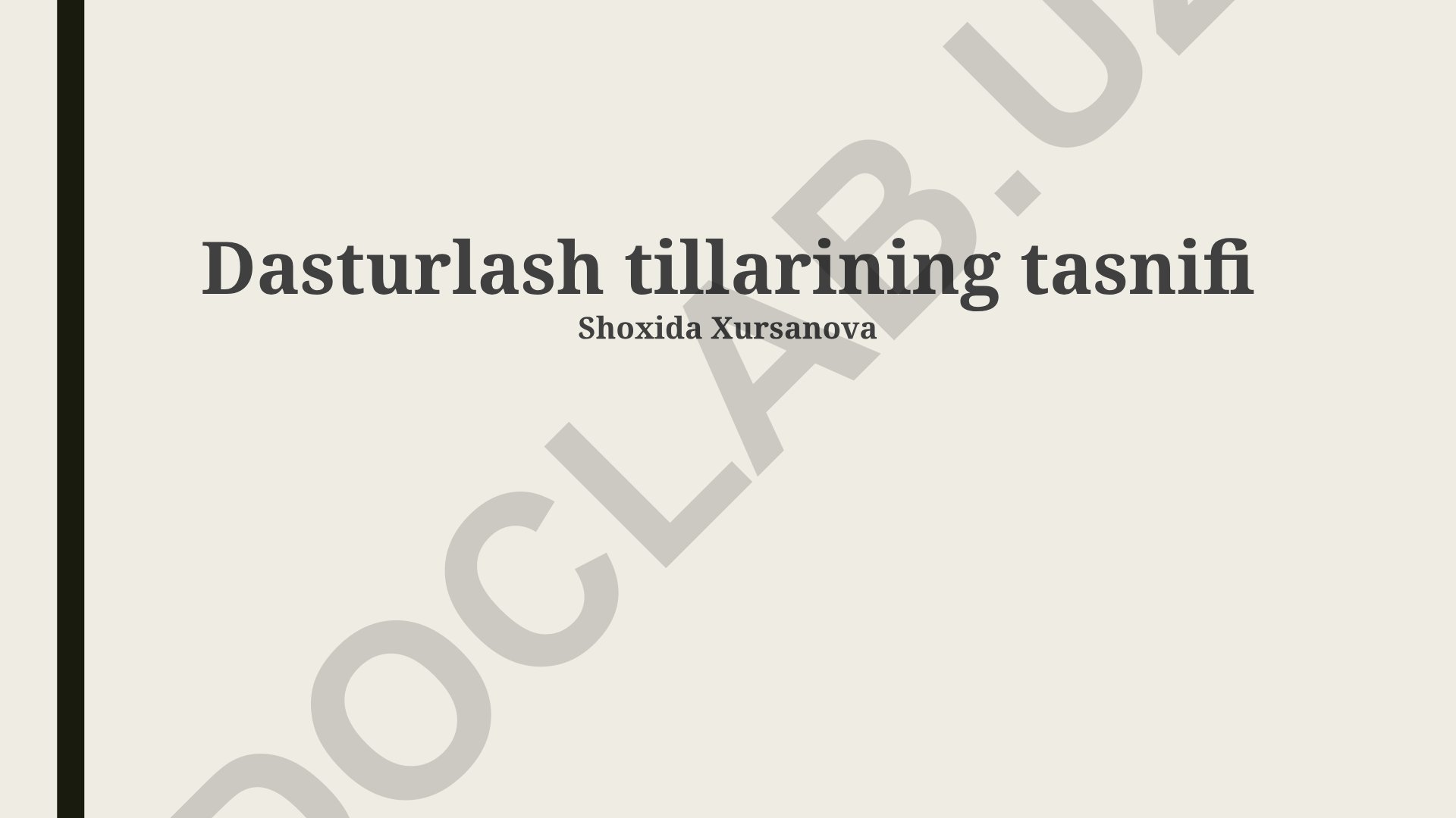 Dasturlash tillarining tasnifi va paradigmalari