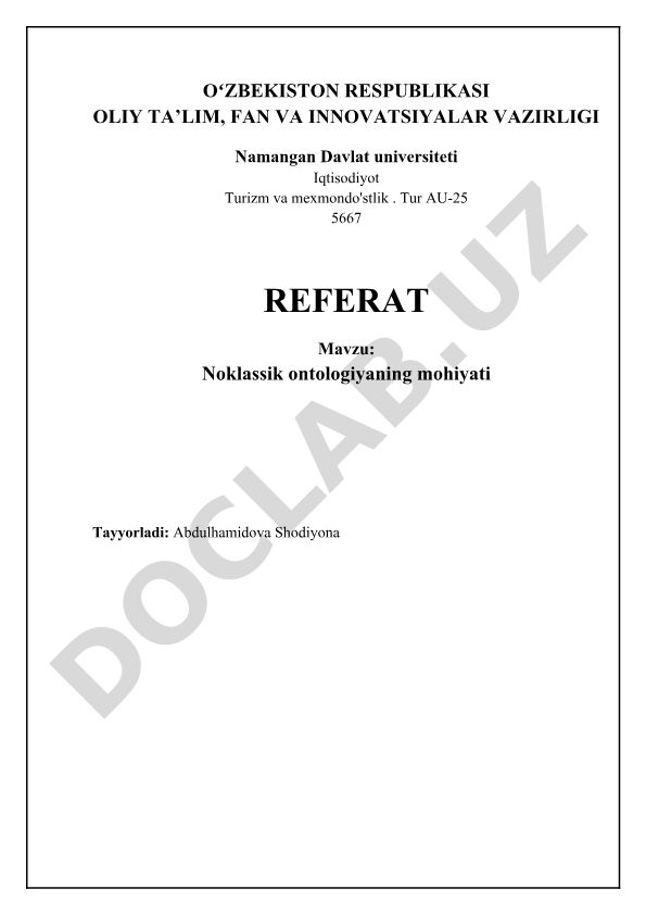 Noklassik ontologiyaning mohiyati