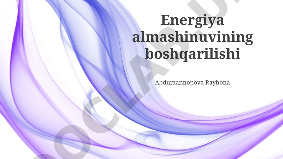 Energiya almashinuvining boshqarilishi va metabolik kasalliklar