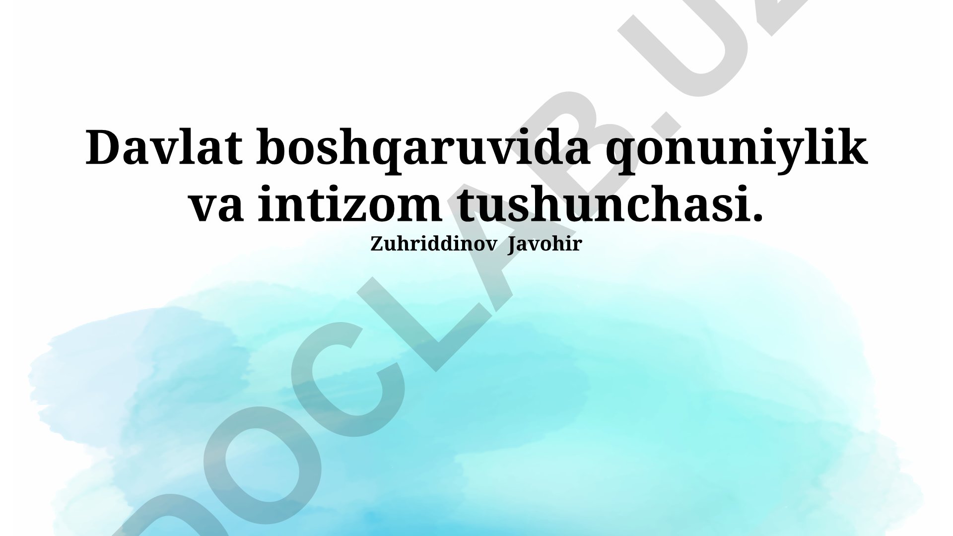 Davlat boshqaruvida qonuniylik va intizom tushunchasi