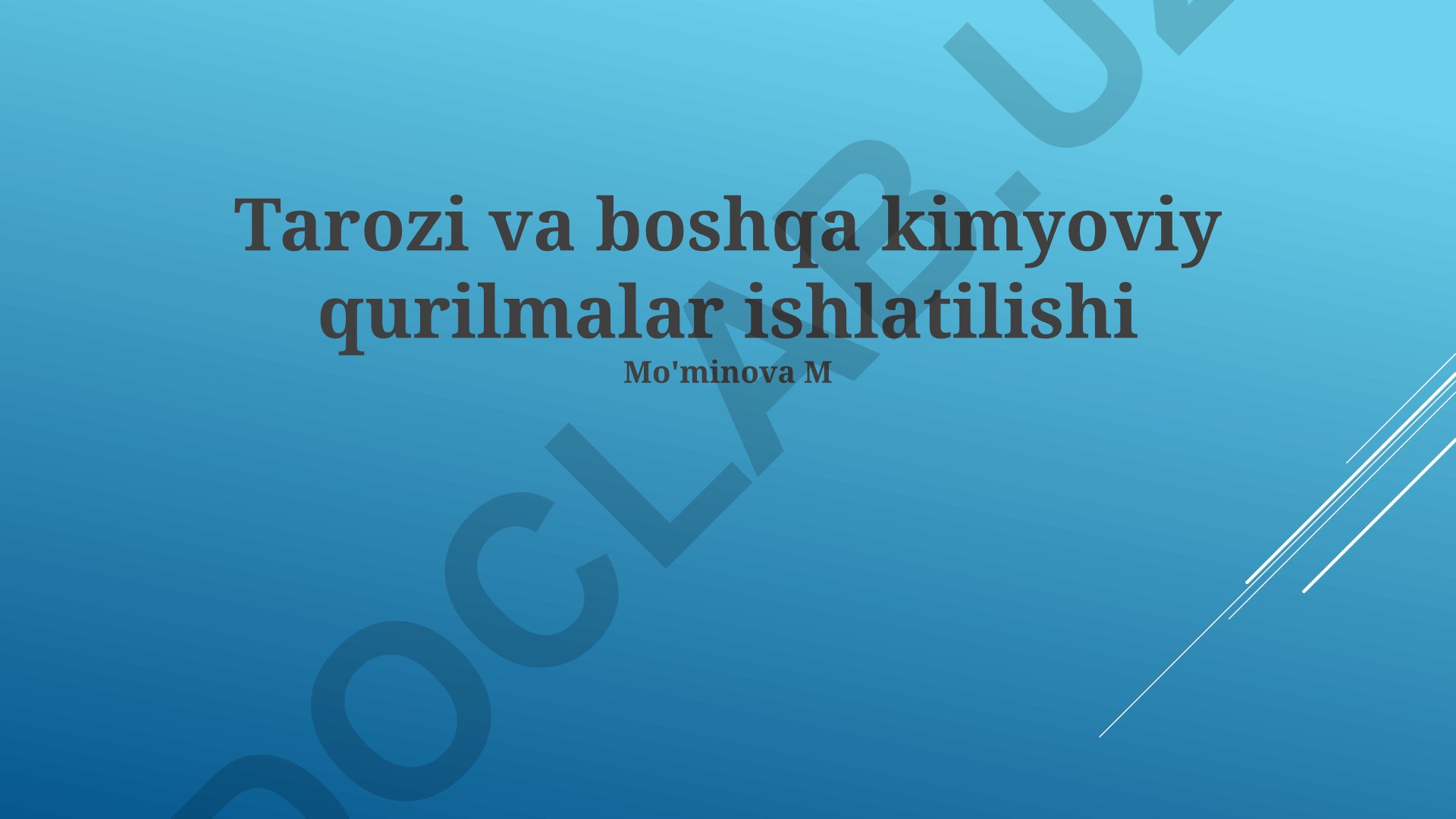 Tarozilar va boshqa kimyoviy qurilmalardan foydalanish