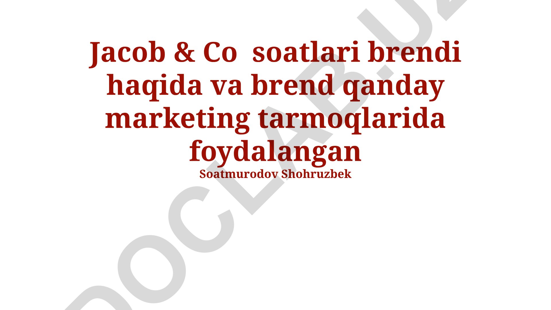 Jacob & Co. brendi va marketing strategiyalari