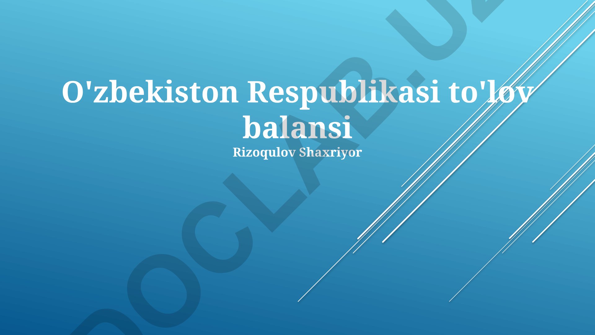 O'zbekiston Respublikasining to'lov balansi va rezerv aktivlari dinamikasi