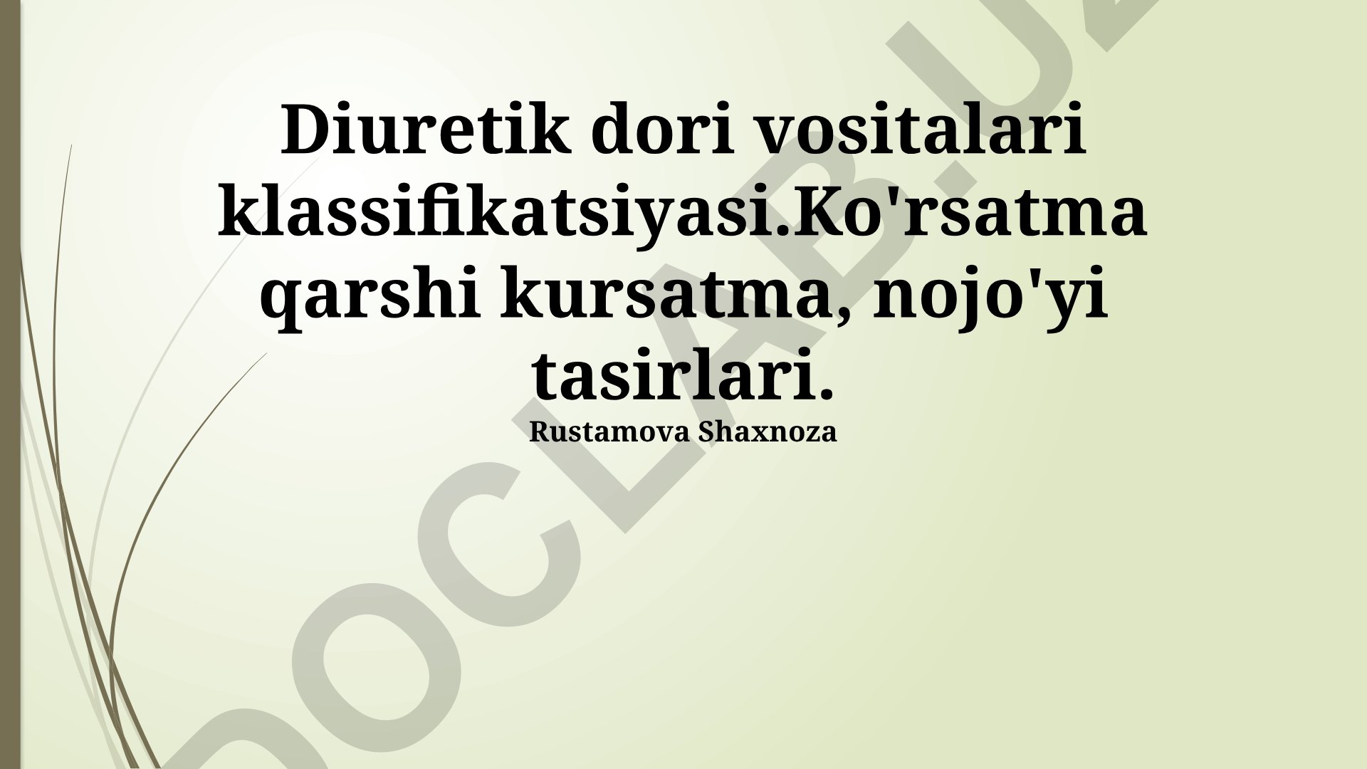 Diuretik dori vositalari klassifikatsiyasi, qo'llanilishi va nojo'ya ta'sirlari