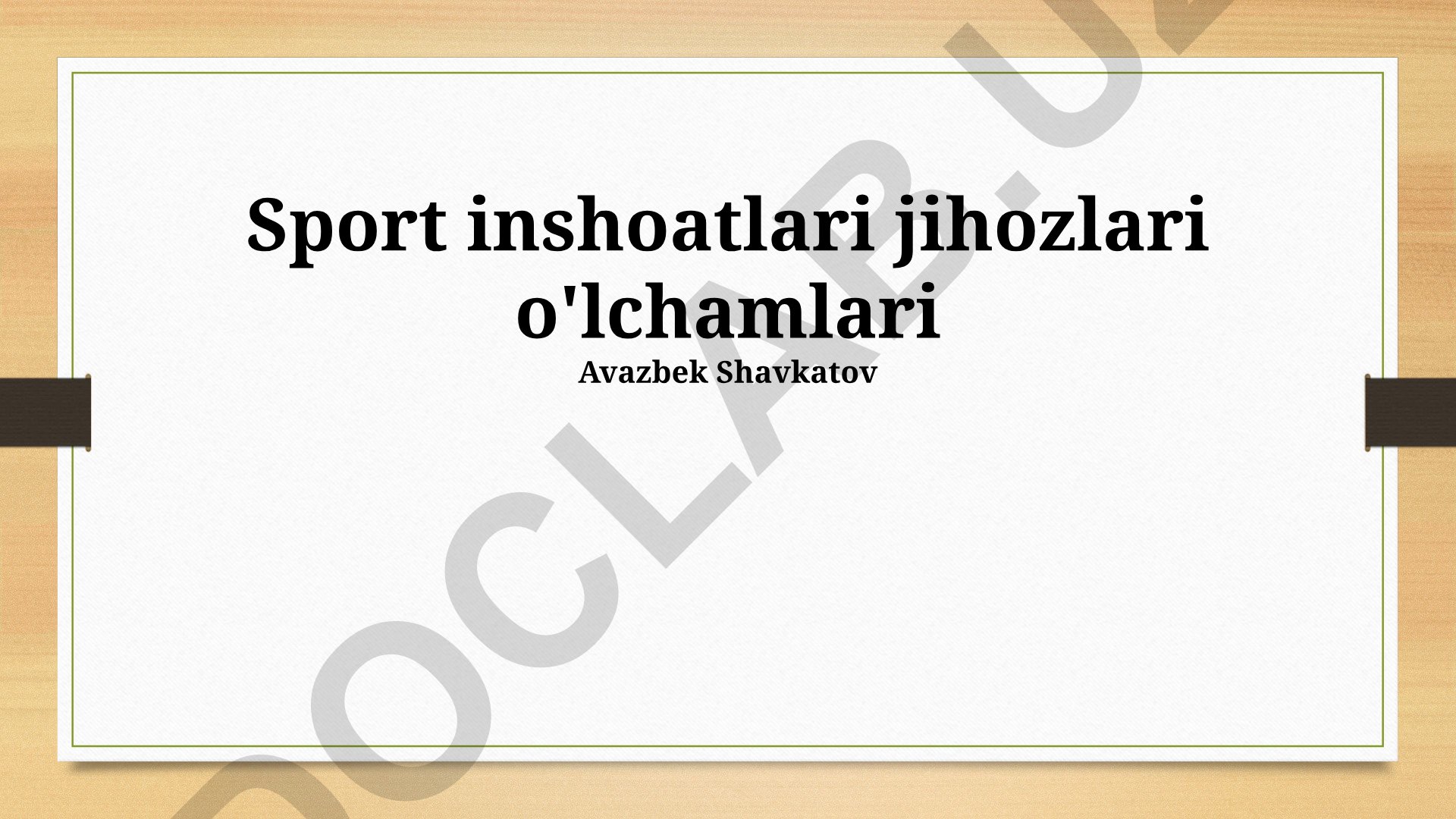Sport inshoatlari jihozlari o'lchamlari
