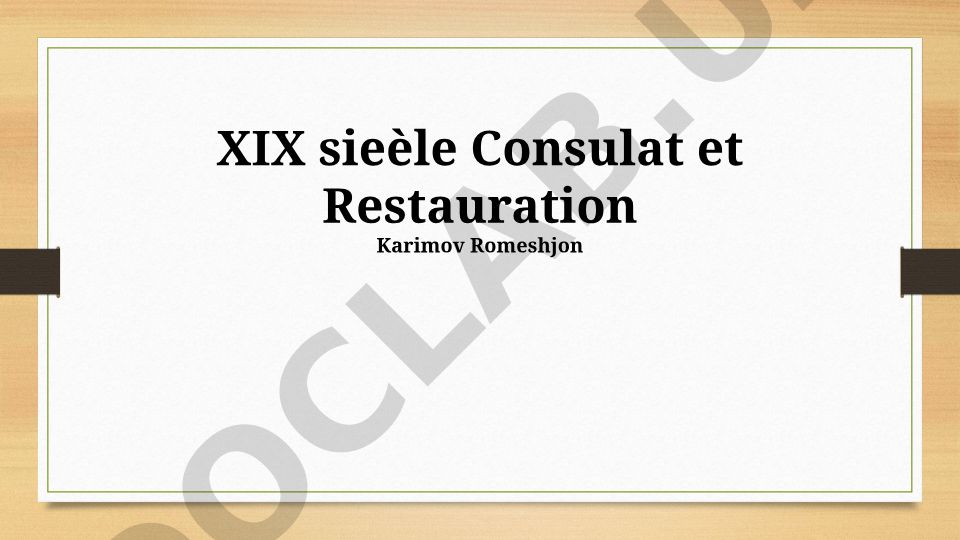 XIX asr Konsulat va Restavratsiya: Meros va o'zgarishlar