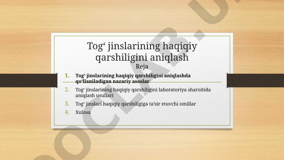 Togʻ jinslarining haqiqiy qarshiligini aniqlash