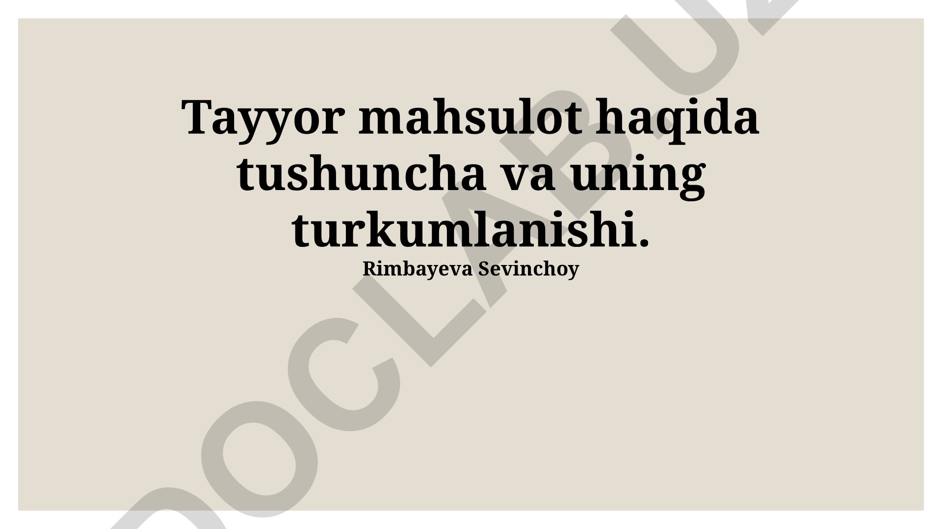 Tayyor mahsulot tushunchasi, tasnifi va misollari