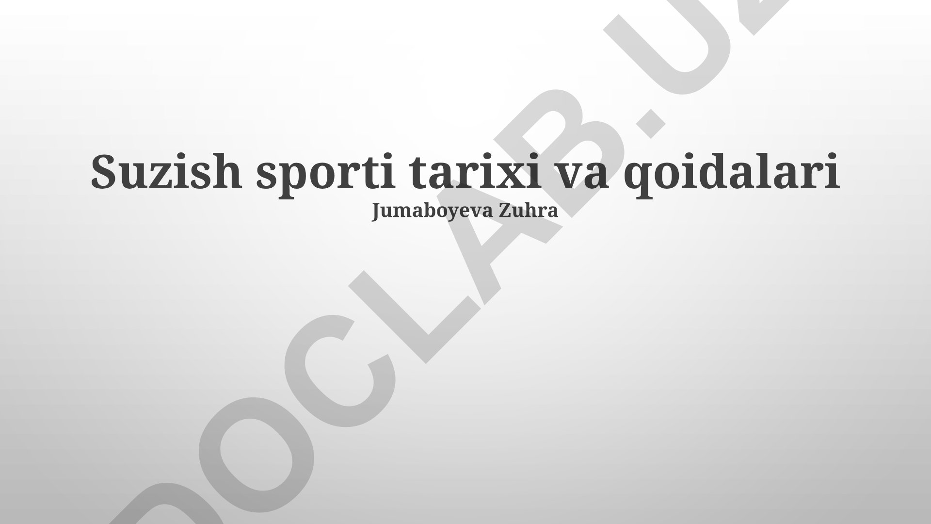 Suzish sporti tarixi va qoidalari