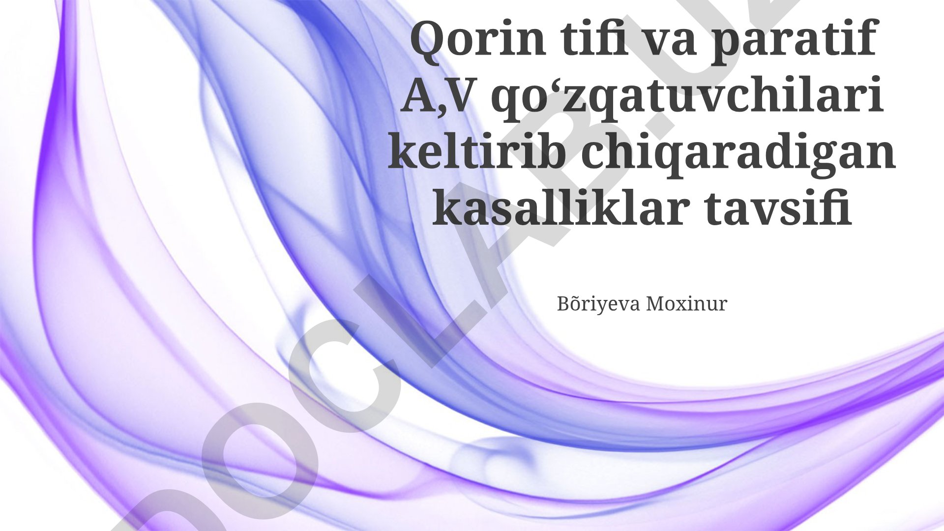 Tif va paratif A va B kasalliklarining klinik ko'rinishi va davolash