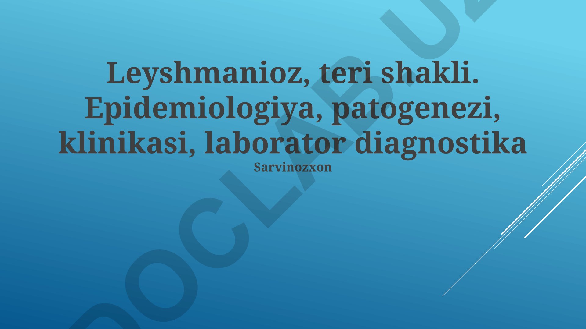Leyshmaniozning teri shakli: Epidemiologiya, patogenezi, klinikasi va diagnostikasi
