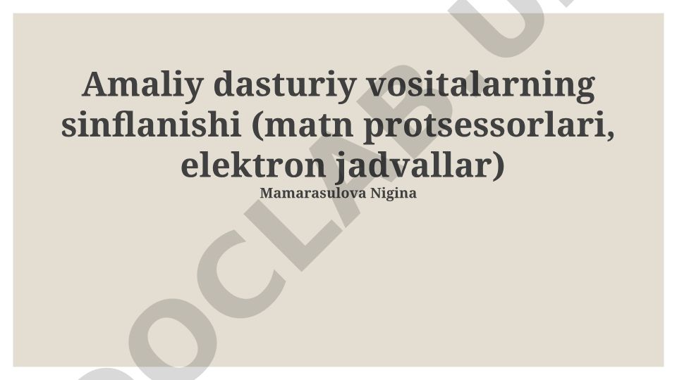 Amaliy dasturiy vositalarning sinflanishi