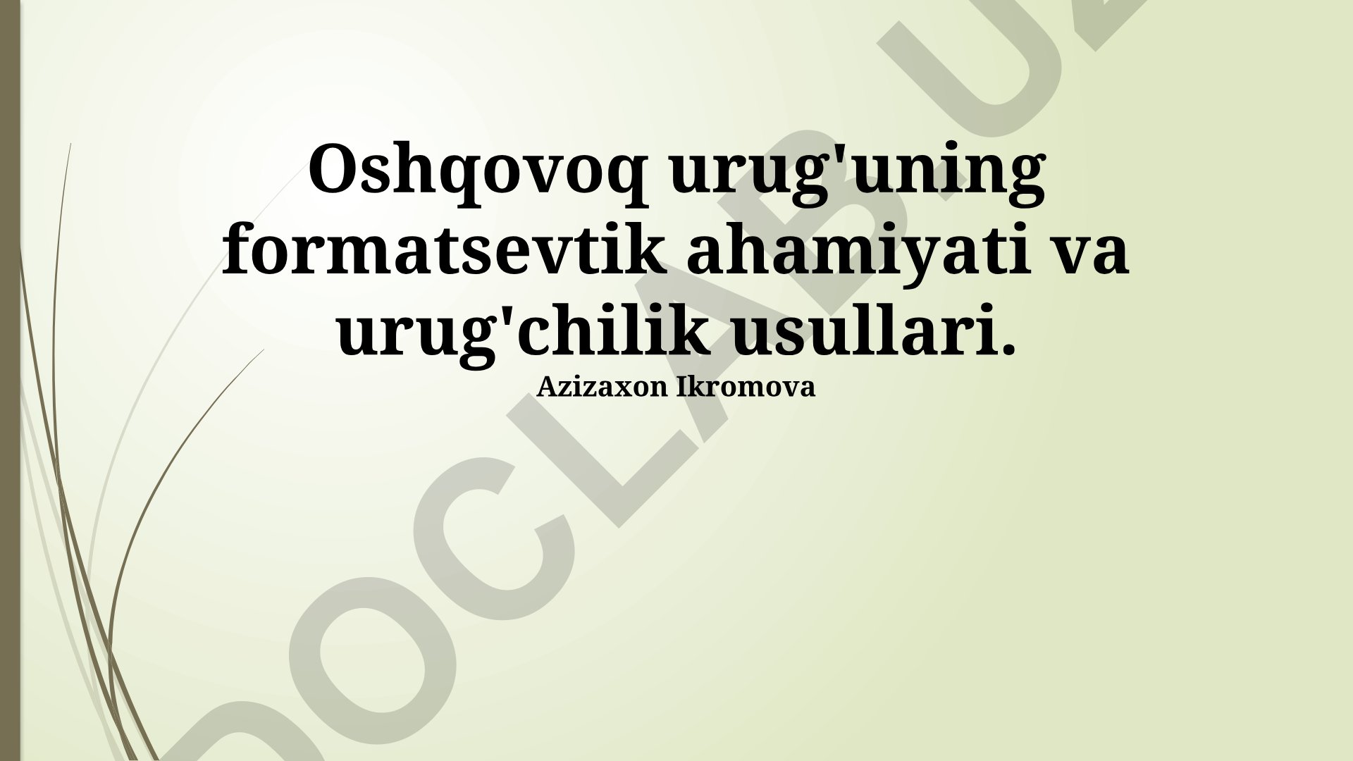 Oshqovoq urug'uning farmasevtik ahamiyati va urug'chilik usullari