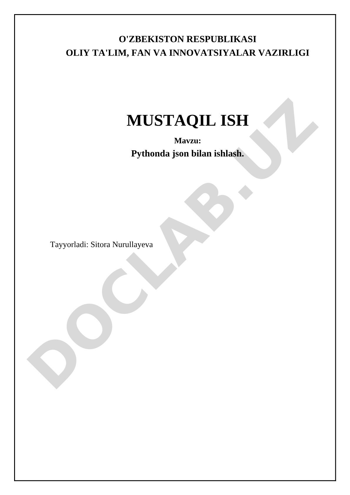 Pythonda json bilan ishlash