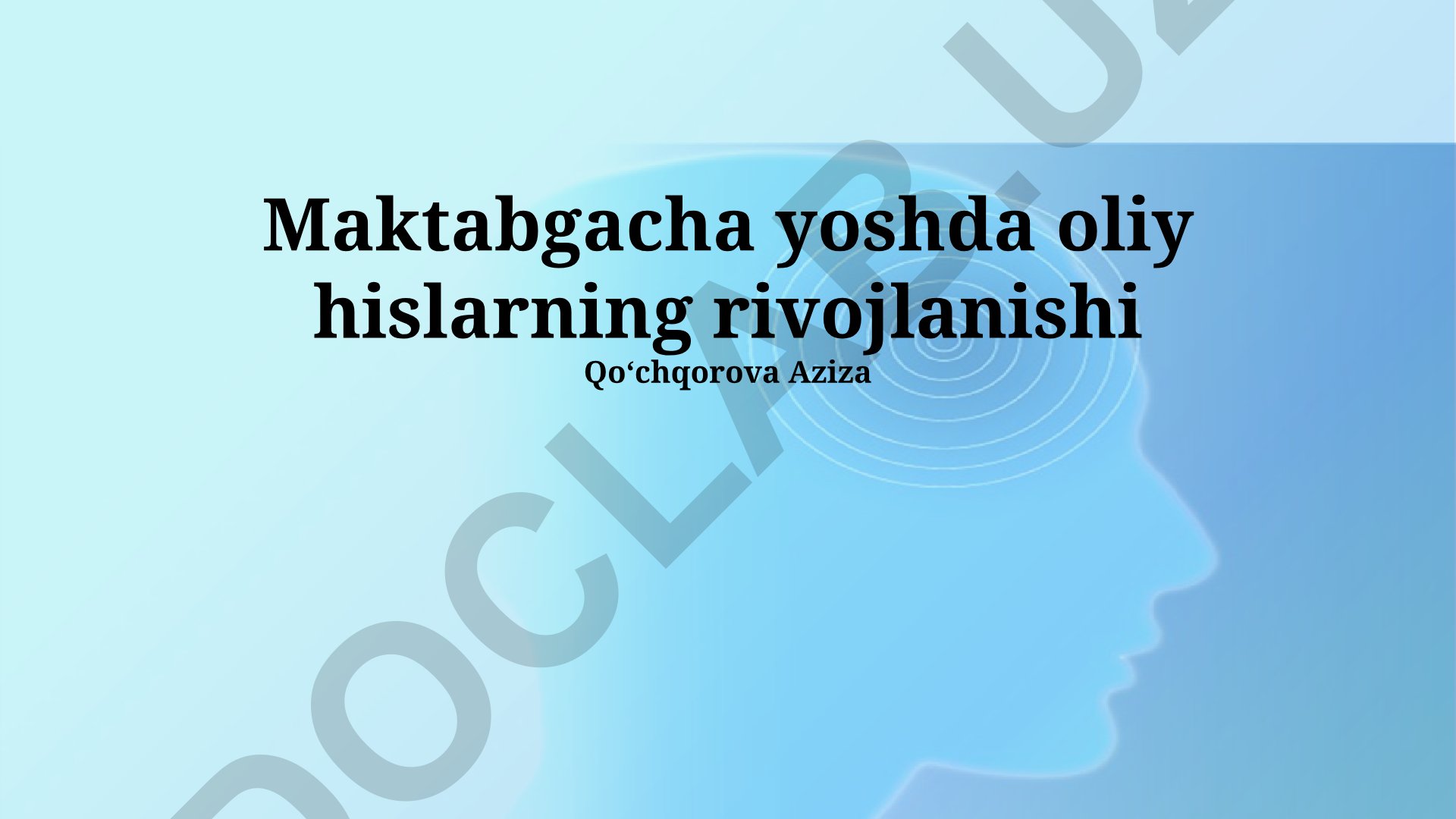 Maktabgacha yoshda oliy hislarning rivojlanishi