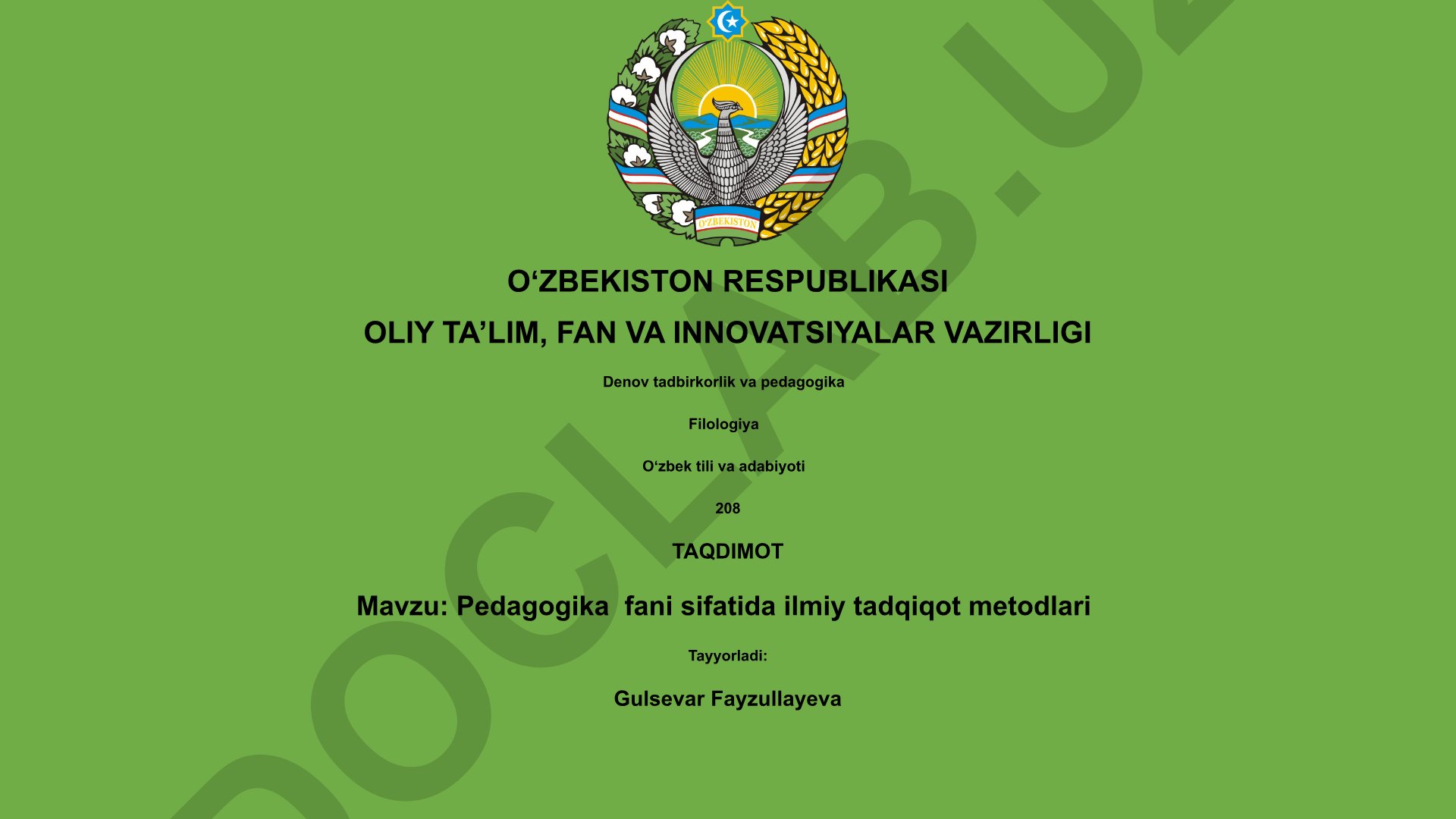 Pedagogika fani sifatida ilmiy tadqiqot metodlari