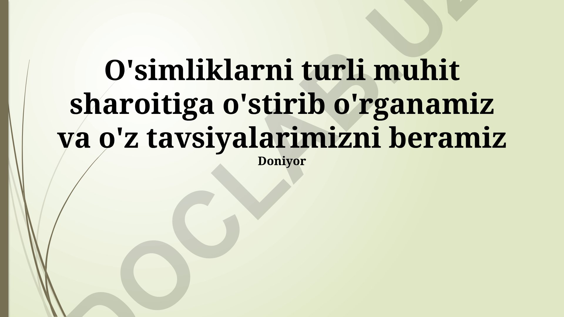 O'simliklarning o'sishi va rivojlanishiga ta'sir etuvchi omillar