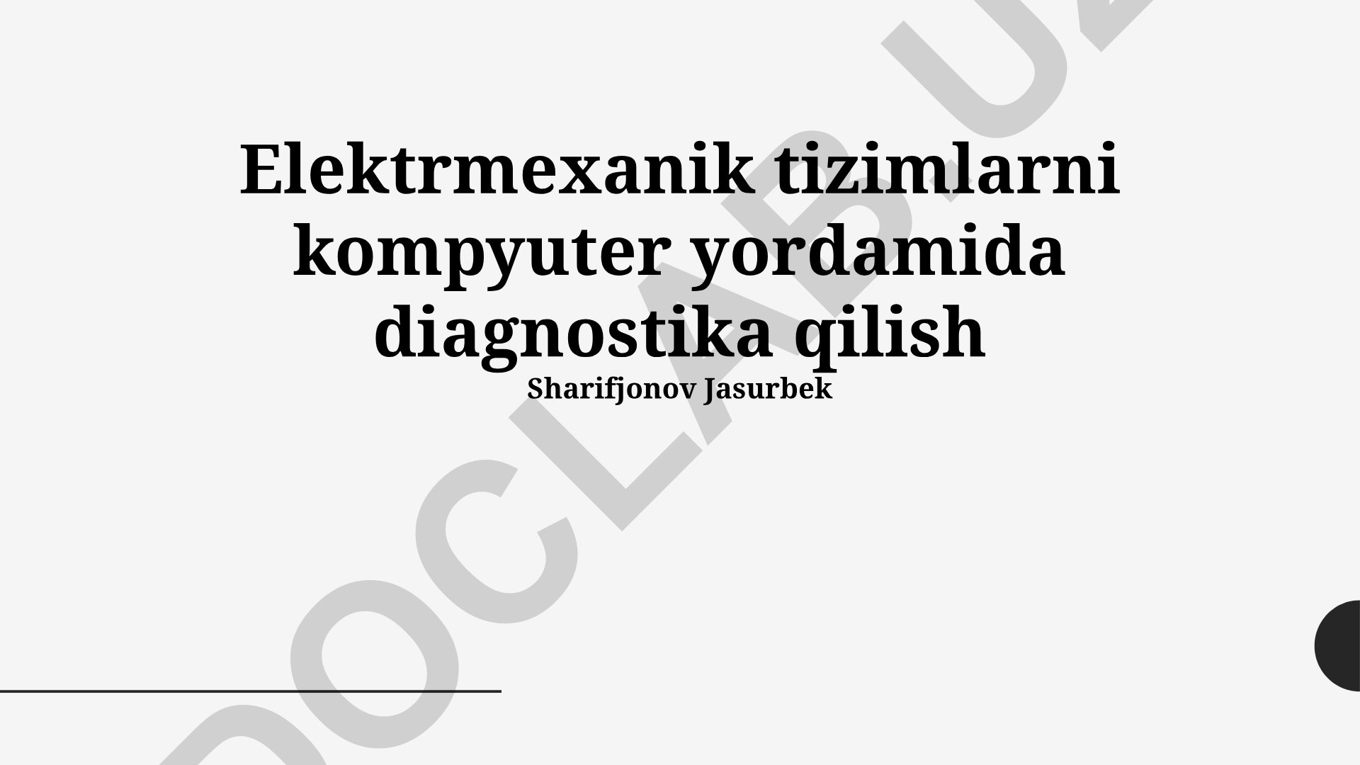 Elektrmexanik tizimlarni kompyuter yordamida diagnostika qilish